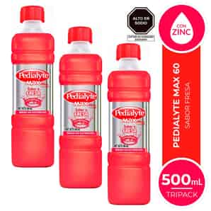 Pack 03 Pedialyte Max Sabor Fresa 500 ML