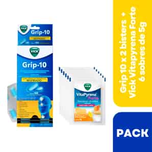 Pack 02 Blísters Grip-10 + 06 Sobres Vick Vitapyrena Forte