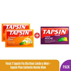 Pack 2 Tapsin Flu Día Kion Limón y Miel + Tapsin Plus Caliente Noche Kion