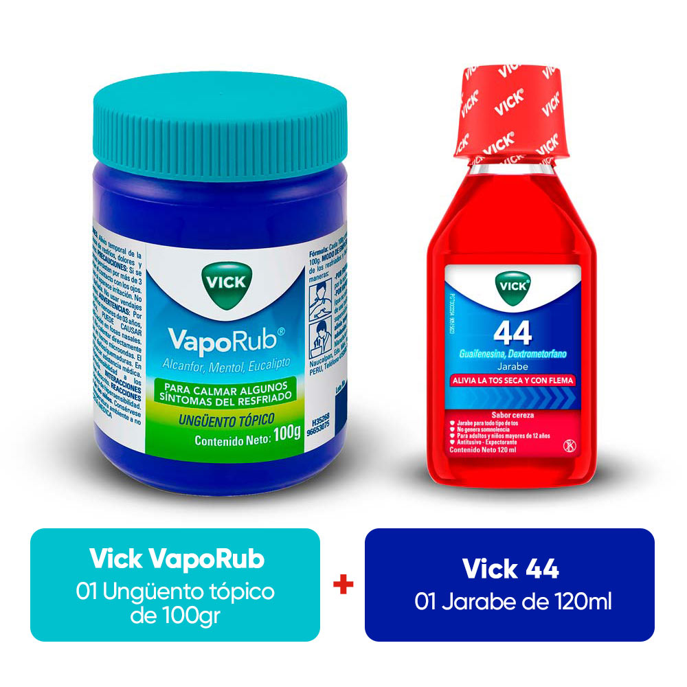 Vick VapoRub + Vick 44 Jarabe Sabor Cereza | Inkafarma