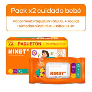 Pack Pañal Ninet Paquetón Talla XL + Toallitas Húmedas Ninet Plus