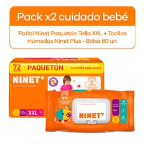 Pack Pañal Ninet Paquetón Talla XXL + Toallitas Húmedas Ninet Plus