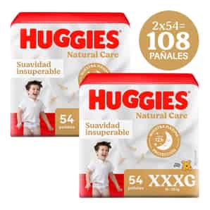 Pack 02 Pañales Huggies Bigpack Natural Care XXXG