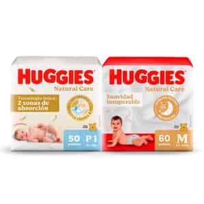 Pack Huggies Natural Care Talla P + Talla M
