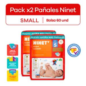 Pack Pañales Ninet Suave Cuidado Talla S