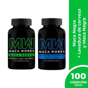 Pack 01 Maca Works Maca Negra 500mg + 01 Maca Works Maca&Levadura