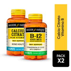 Pack Calcium Citrato 500mg + Vitamina B-12 1000mcg Mason Natural