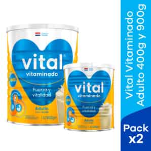 Pack Vital Vitaminado HMB Adulto Vainilla 400GR y Vital Vitaminado HMB Adulto Vainilla 900GR
