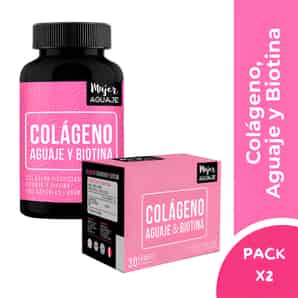 Pack Colágeno Hidrolizado Aguaje y Biotina Mujer Cápsulas y Colágeno en Polvo