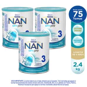 Pack 03 NAN 3 OPTIPRO Alimento Complementario en Polvo 800 GR