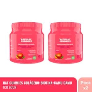 Pack 02 Colágeno + Biotina + Camu Camu Natural Gummies Sabor Mango