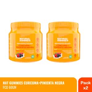 Pack 02 Cúrcuma + Pimienta Negra Natural Gummies Sabor Tutti Fruti