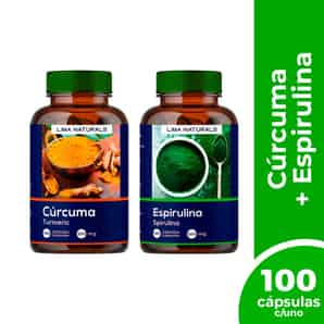 Pack 01 Cúrcuma 500mg Lima Naturals + 01 Espirulina 500mg Lima Naturals