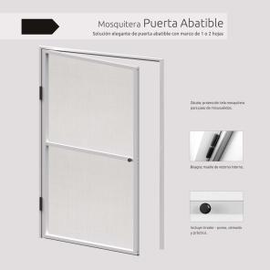 Kit Puerta Mosquitera batiente de aluminio blanco ajustable hasta 1m x 2.20m