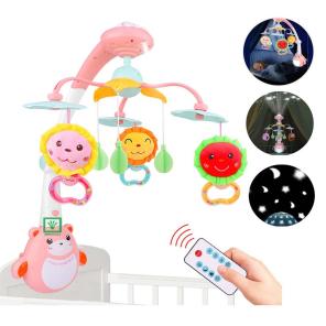Movil para Cuna con Proyector Luces y Control Ideal Girasol Rosado