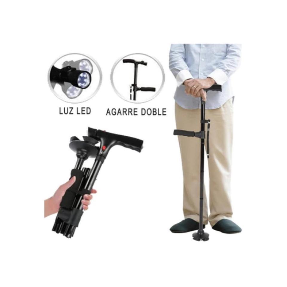 Bastón Para Caminar Plegable Con Luz LED Ortopédico Antideslizante