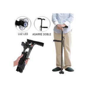 Bastón Para Caminar Plegable Con Luz LED Ortopédico Antideslizante